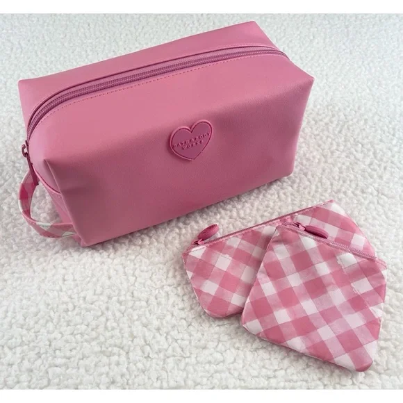 (NWT) BATH & BODY WORKS • 3-Piece Pink/White Faux Leather Cosmetic Travel Set - Picture 11 of 15